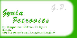 gyula petrovits business card